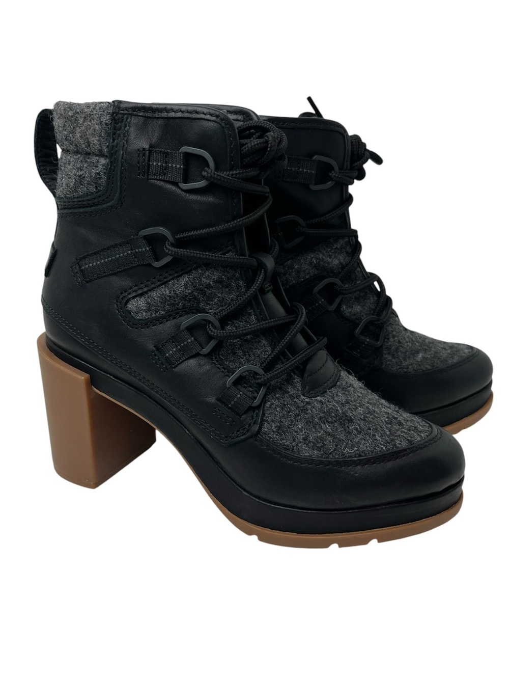 Sorel Blake Waterproof Leather/Fabric Lace-Up High Heel Ankle Boots